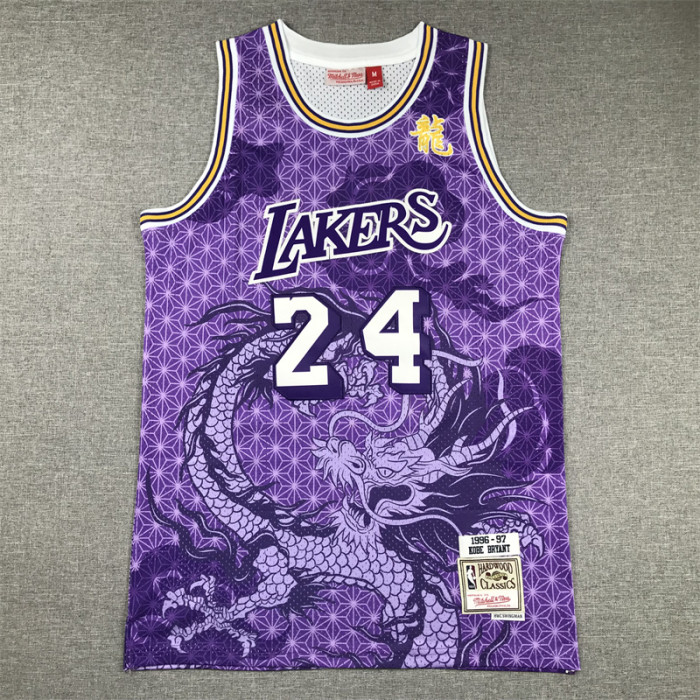 Mitchell&ness 1996-97 Los Angeles Lakers 24 BRYANT Basketball Shirt Purple Dragon NBA Jersey