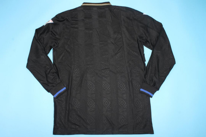 with EPL Patch Long Sleeve Retro Jersey 1993-1995 Manchester United Away Black Soccer Jersey Vintage Football Shirt