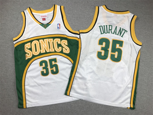 Youth Mitchell&ness 2007-2008 Oklahoma City Thunder 35 DURANT White NBA Jersey Child Seattle SuperSonics Basketball Shirt