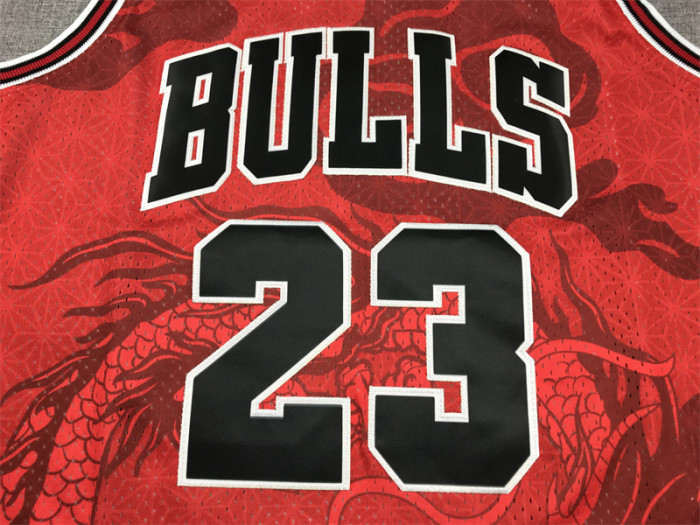 Mitchell&ness 1997-98 Chicago Bulls 23 JORDAN Basketball Shirt Red Dragon NBA Jersey