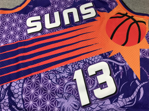 Mitchell&ness 1996-97 Phoenix Suns 13 NASH Purple NBA Jersey Dragon Basketball Shirt