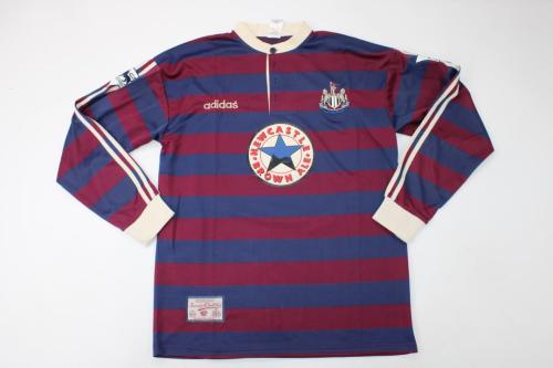 with EPL Patch Long Sleeve Retro Jersey 1995-1996 Newcastle United Away Soccer Jersey