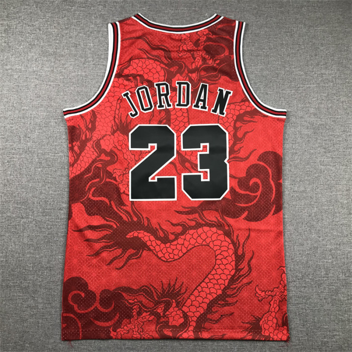 Mitchell&ness 1997-98 Chicago Bulls 23 JORDAN Basketball Shirt Red Dragon NBA Jersey