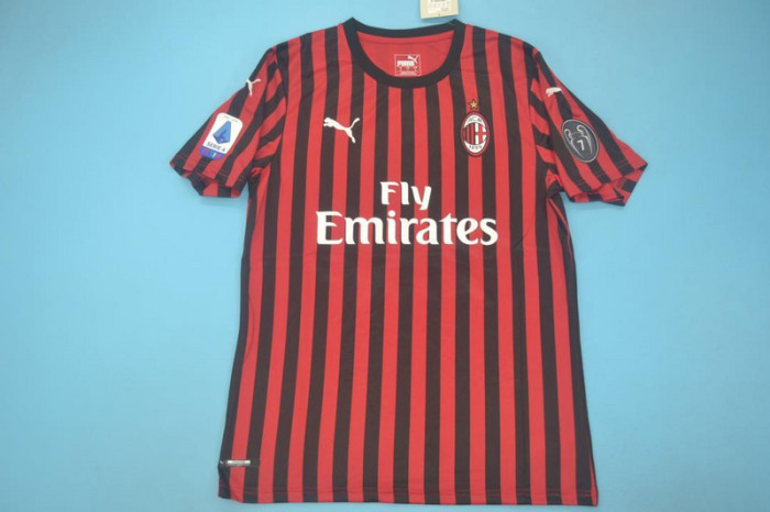 with Serie A+Trophy 7 Patch Retro Jersey 2019-2020 AC Milan IBRAHIMOVIC 11 Home Soccer Jersey Vintage Football Shirt