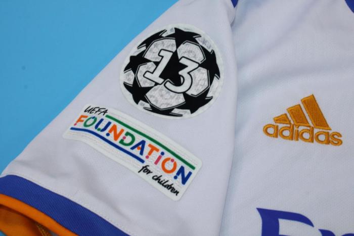 with Front Lettering+UCL Patch Retro Jersey 2021-2022 Real Madrid VINI JR. 20 UCL Final Home Soccer Jersey