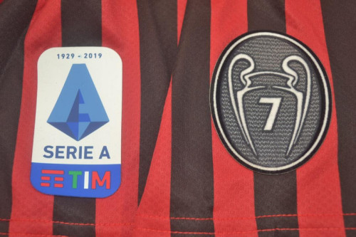 with Serie A+Trophy 7 Patch Retro Jersey 2019-2020 AC Milan Home Soccer Jersey Vintage Football Shirt