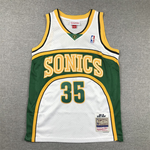 Youth Mitchell&ness 2007-2008 Oklahoma City Thunder 35 DURANT White NBA Jersey Child Seattle SuperSonics Basketball Shirt
