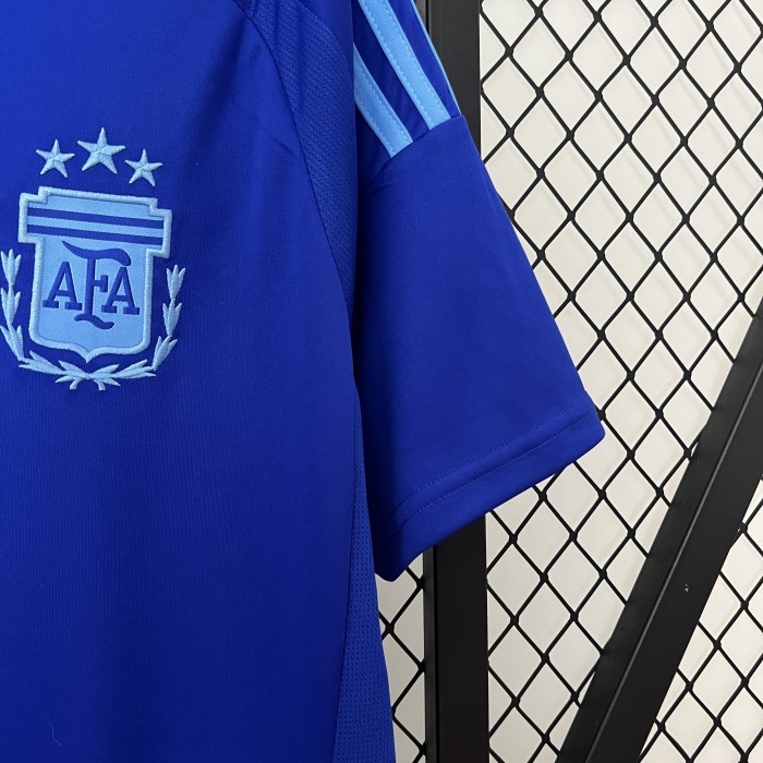 with FIFA World Champions 2022 Patch Fan Version Argentina 2024 Away Soccer Jersey Blue Football Shirt