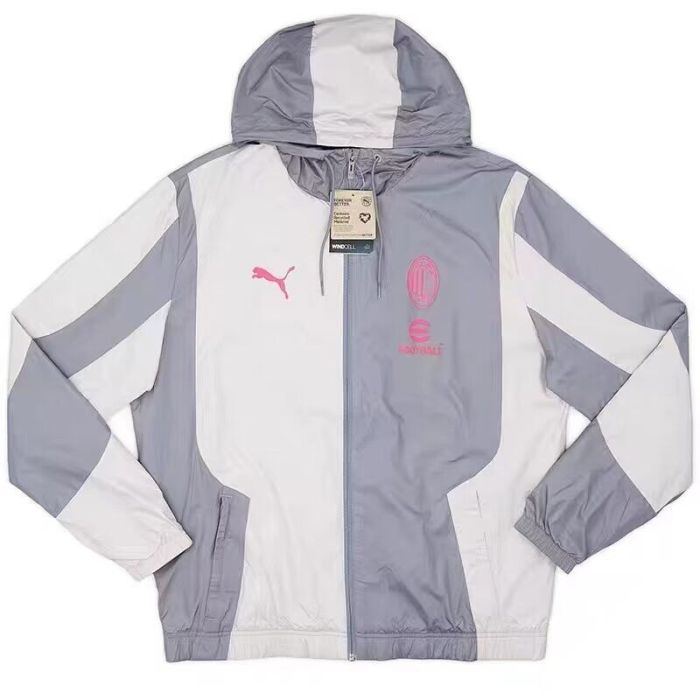 2024 AC Milan White/Grey Soccer Windbreaker Jacket Football Jacket