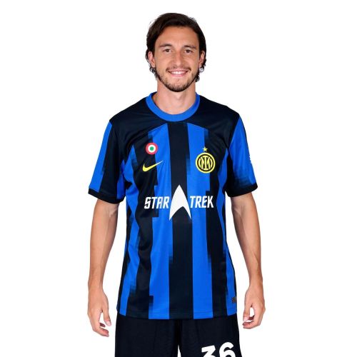 with Coppa Italia Patch Fans Version 2023-2024 Inter Milan Star Trek Home Soccer Jersey Football Shirt