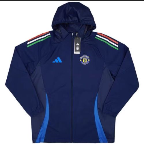2024 Manchester United Dark Blue Soccer Windbreaker Jacket Football Jacket
