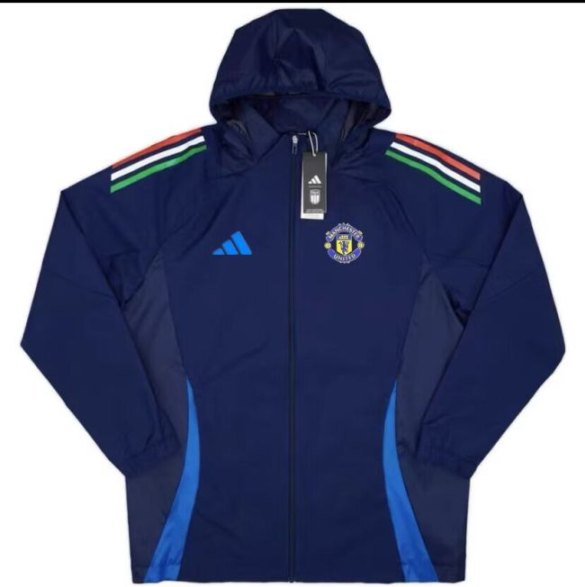 2024 Manchester United Dark Blue Soccer Windbreaker Jacket Football Jacket