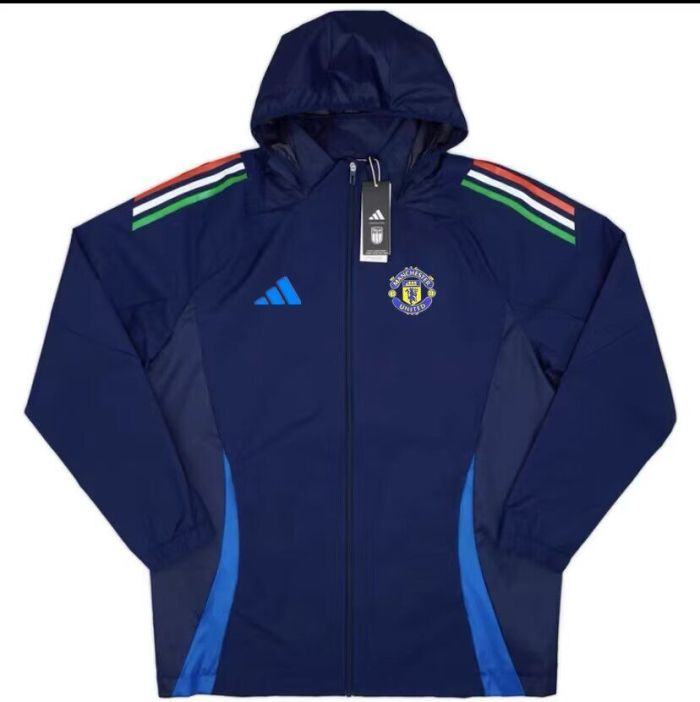 2024 Manchester United Dark Blue Soccer Windbreaker Jacket Football Jacket