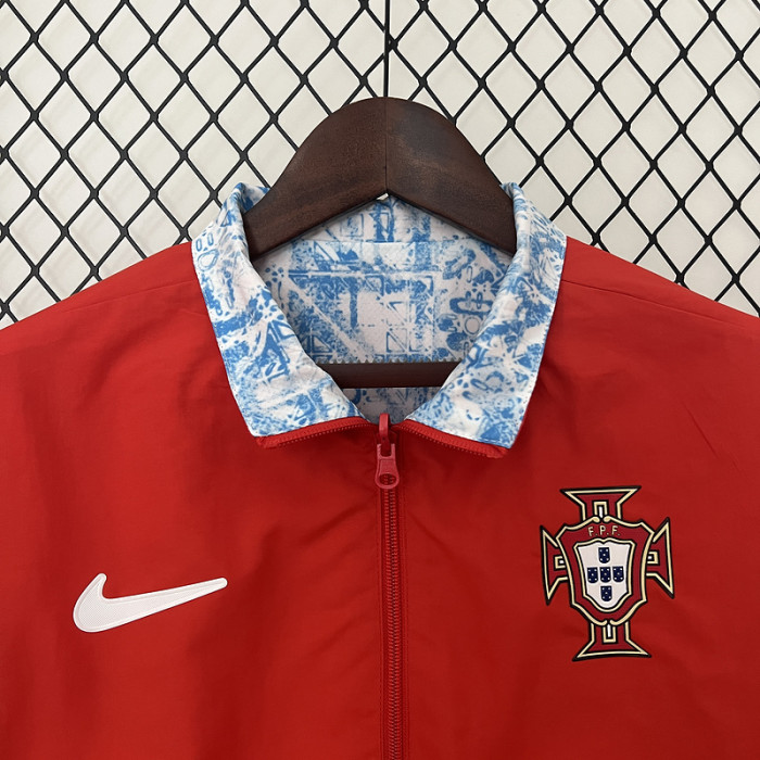 2024 Portugal Trench Coat Reversible Soccer Reversible Windbreaker Jacket