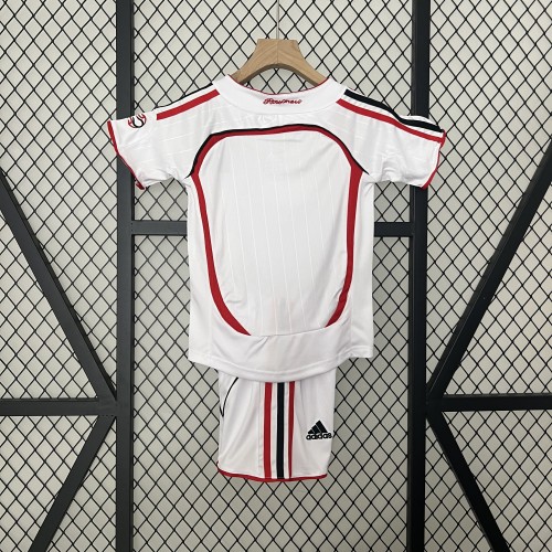 Retro Youth Uniform Kids Kit 2006-2007 AC Milan UCL Final White Soccer Jersey Shorts Vintage Child Football Set