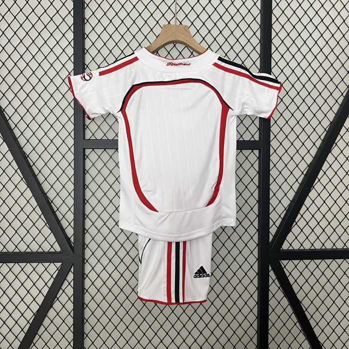 Retro Youth Uniform Kids Kit 2006-2007 AC Milan UCL Final White Soccer Jersey Shorts Vintage Child Football Set