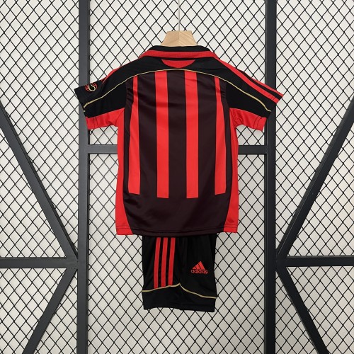 Retro Youth Uniform 2006-2007 AC Milan Home Soccer Jersey Shorts Vintage Child Football Kit