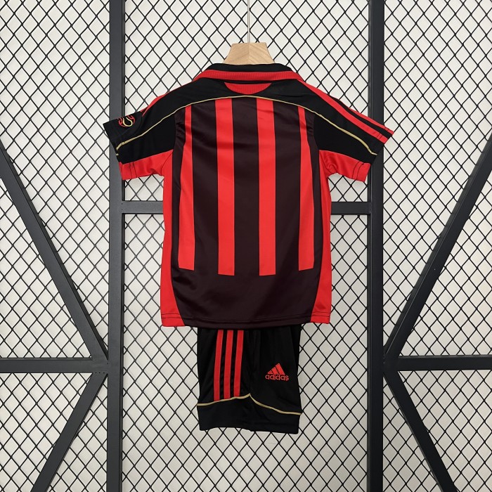 Retro Youth Uniform 2006-2007 AC Milan Home Soccer Jersey Shorts Vintage Child Football Kit