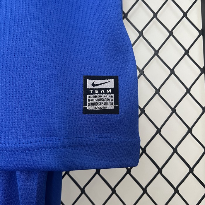 Retro Youth Uniform Kids Kit 2008-2009 Manchester United Third Away Blue Soccer Jersey Shorts Vintage Child Football Set