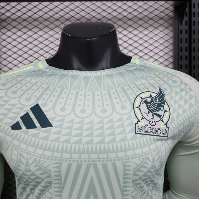 Long Sleeve Player Version Mexico 2024 Away Soccer Jersey Adulto Camiseta de Futbol