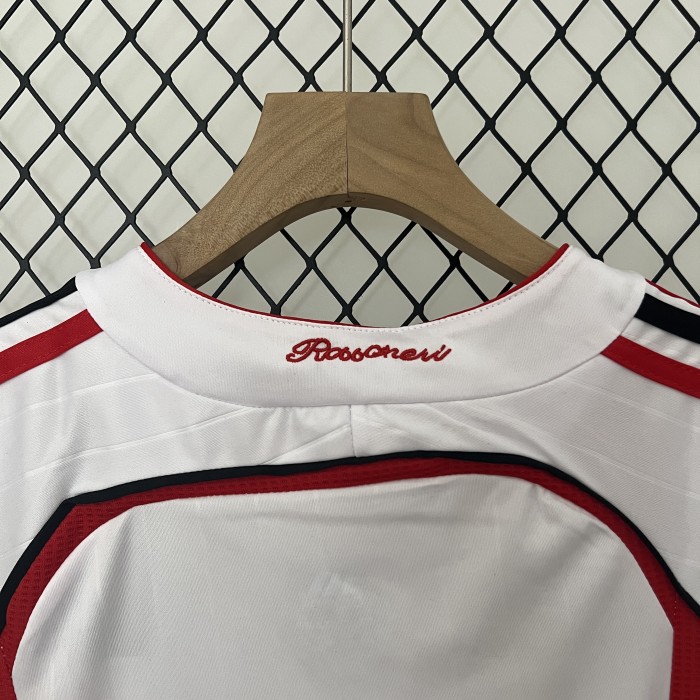 Retro Youth Uniform Kids Kit 2006-2007 AC Milan UCL Final White Soccer Jersey Shorts Vintage Child Football Set