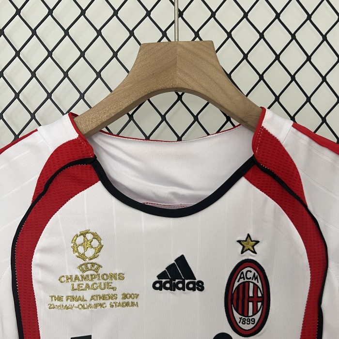 Retro Youth Uniform Kids Kit 2006-2007 AC Milan UCL Final White Soccer Jersey Shorts Vintage Child Football Set