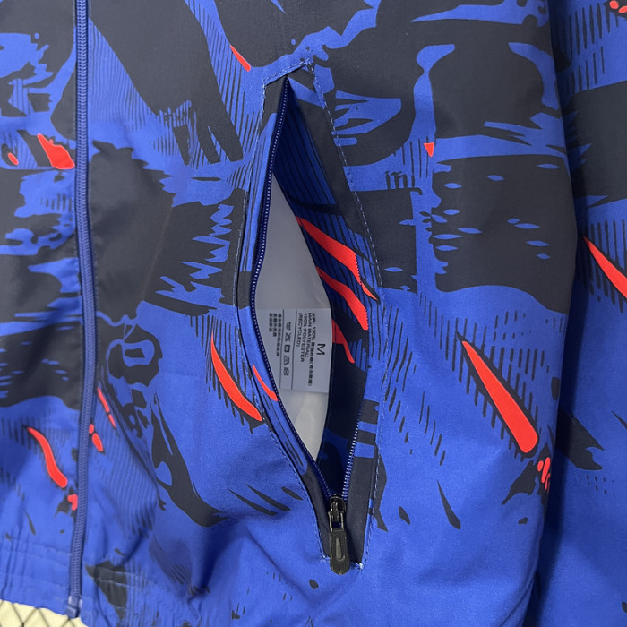 2024 England Blue Trench Coat Reversible Soccer Reversible Windbreaker Jacket