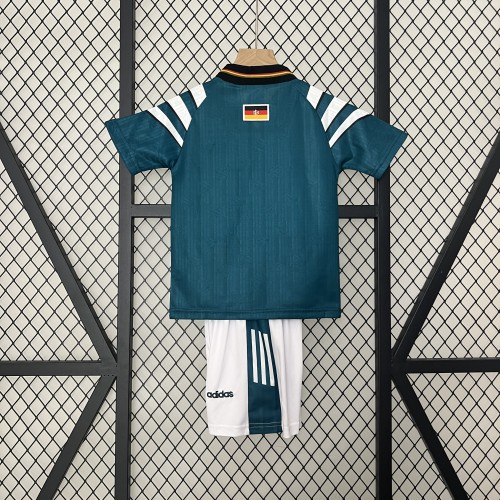 Retro Youth Uniform 1996 Germany Away Green Soccer Jersey Shorts Vintage Child Football Kit
