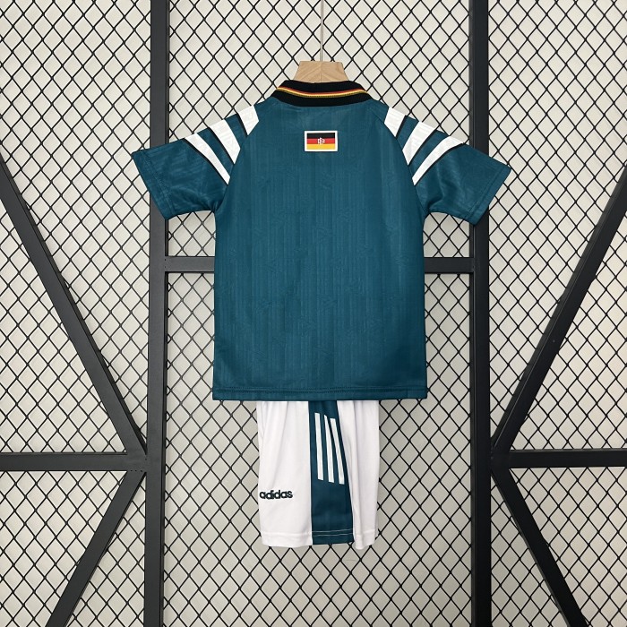 Retro Youth Uniform 1996 Germany Away Green Soccer Jersey Shorts Vintage Child Football Kit
