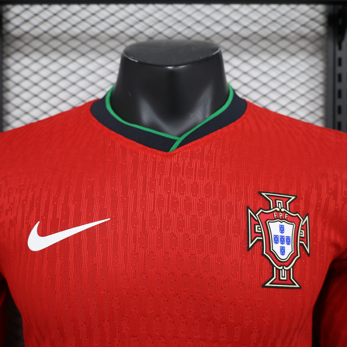 Long Sleeve Player Version 2024 Portugal Home Soccer Jersey Football Shirt