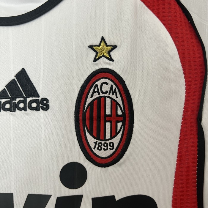 Retro Youth Uniform Kids Kit 2006-2007 AC Milan UCL Final White Soccer Jersey Shorts Vintage Child Football Set