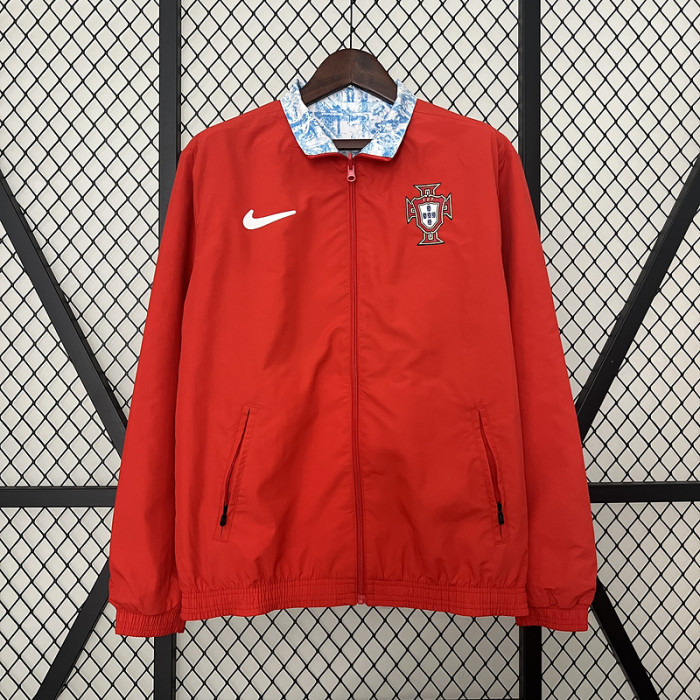 2024 Portugal Trench Coat Reversible Soccer Reversible Windbreaker Jacket