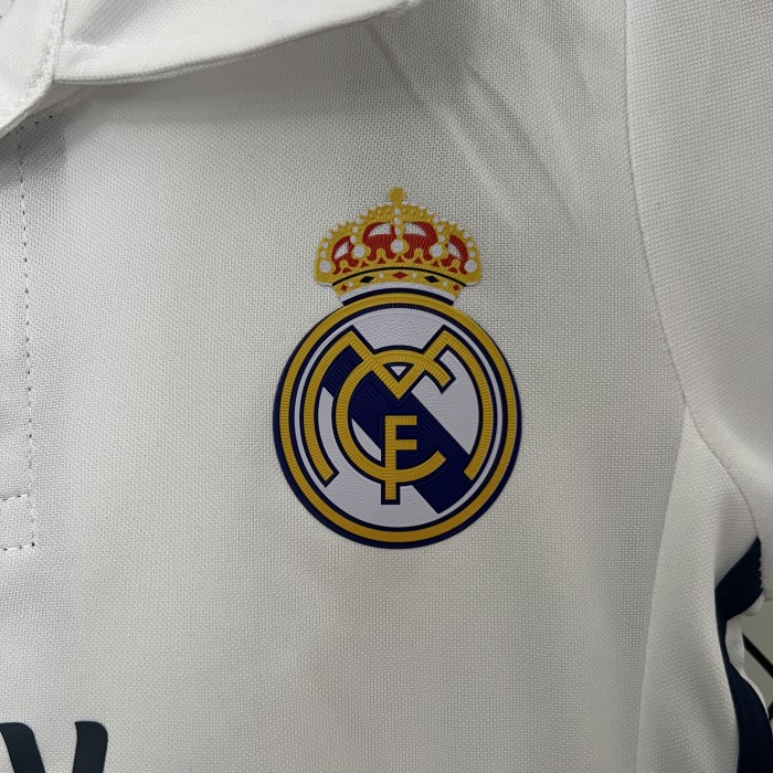 Retro Youth Uniform Kids Kit 2016-2017 Real Madrid Home Soccer Jersey Shorts Child Football Set