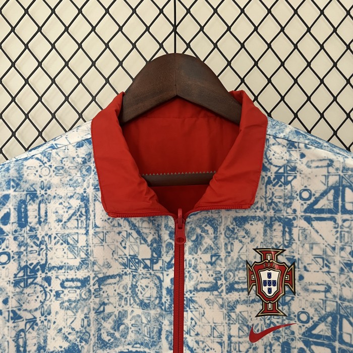 2024 Portugal Trench Coat Reversible Soccer Reversible Windbreaker Jacket