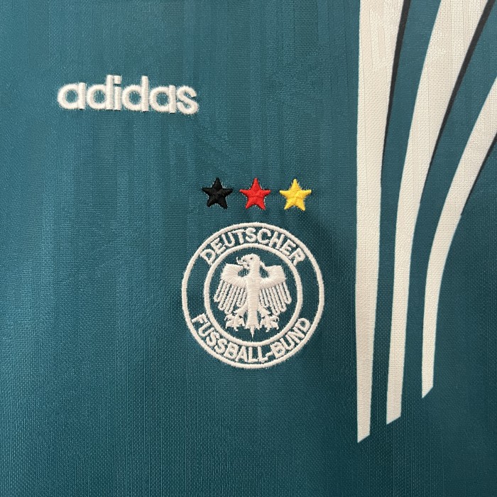 Retro Youth Uniform 1996 Germany Away Green Soccer Jersey Shorts Vintage Child Football Kit