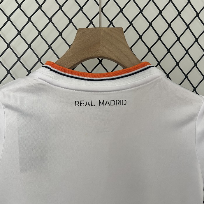 Retro Youth Uniform Kids Kit 2013-2014 Real Madrid Home Soccer Jersey Shorts Vintage Child Football Set