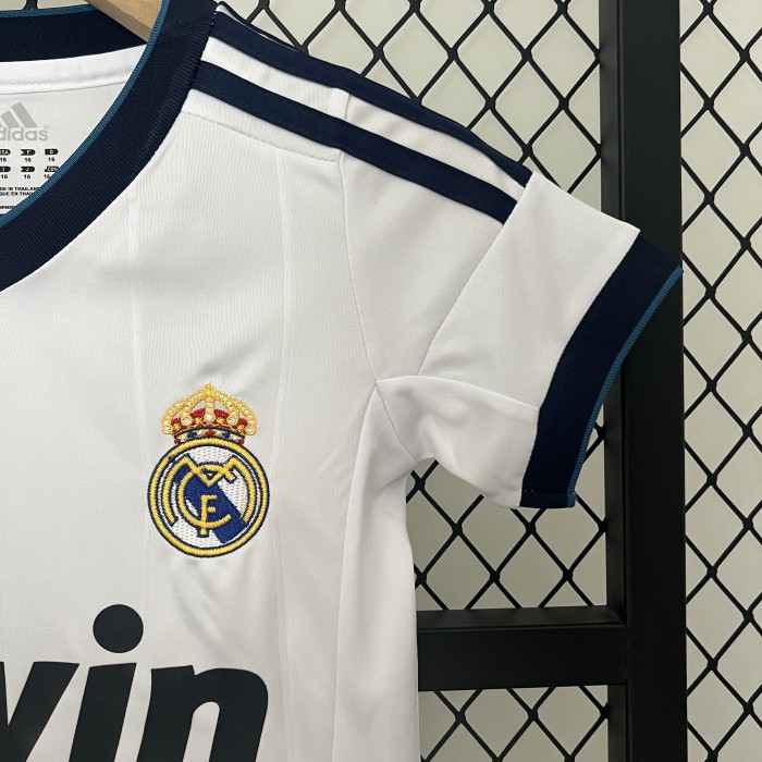 Retro Youth Uniform Kids Kit 2012-2013 Real Madrid Home Soccer Jersey Shorts Vintage Child Football Set