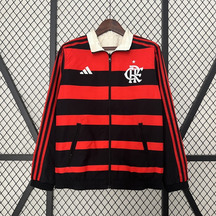 2024 Flamengo Trench Coat Reversible Soccer Reversible Windbreaker Jacket