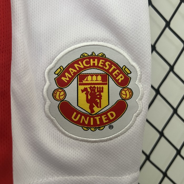 Retro Youth Uniform Kids Kit 2009-2010 Manchester United Home Soccer Jersey Shorts Vintage Child Football Set