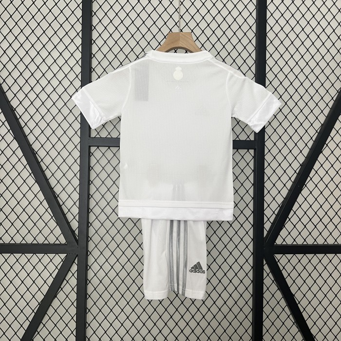 Retro Youth Uniform Kids Kit 2015-2016 Real Madrid Home Soccer Jersey Shorts Vintage Child Football Set