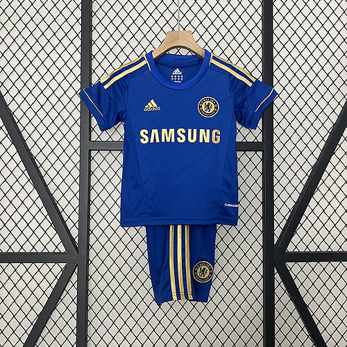 Retro Youth Uniform Kids Kit 2012-2013 Chelsea Home Soccer Jersey Shorts Vintage Child Football Set