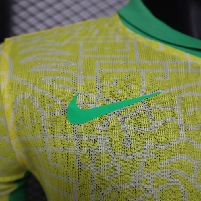 Long Sleeve Player Version 2024 Brazil Home Soccer Jersey Brasil Football Shirt
