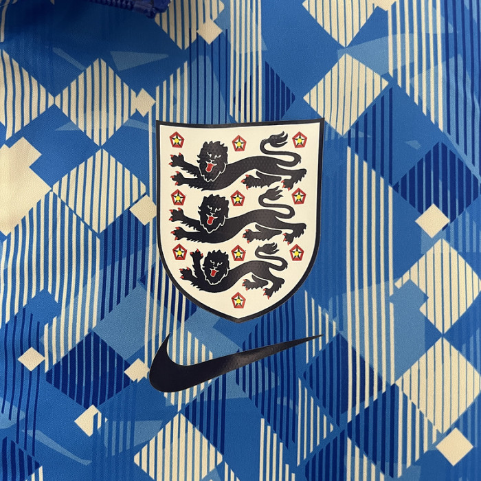 2024 England Blue Trench Coat Reversible Soccer Reversible Windbreaker Jacket