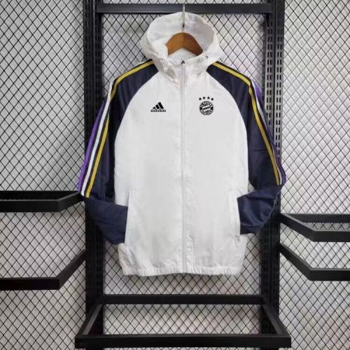 2024 Bayern Munich White/Dark Blue Soccer Windbreaker Jacket Football Jacket