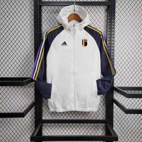 2024 Bel White/Dark Blue Soccer Windbreaker Jacket Football Jacket