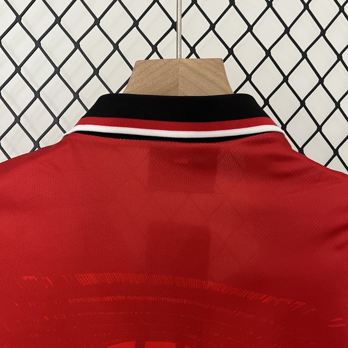 Retro Youth Uniform Kids Kit 1994-1996 Manchester United Home Soccer Jersey Shorts Vintage Child Football Set