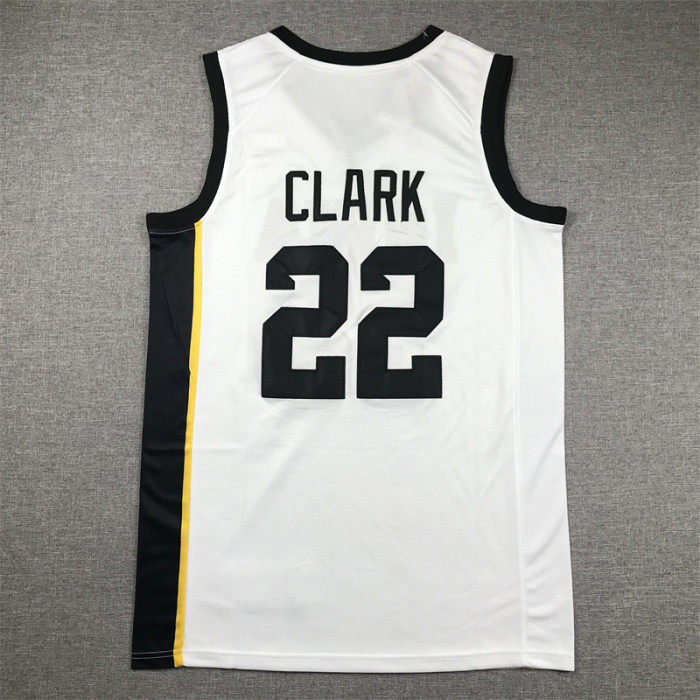 Iowa Hawkeyes 22 CLARK White Basketball Shirt NBA Jersey