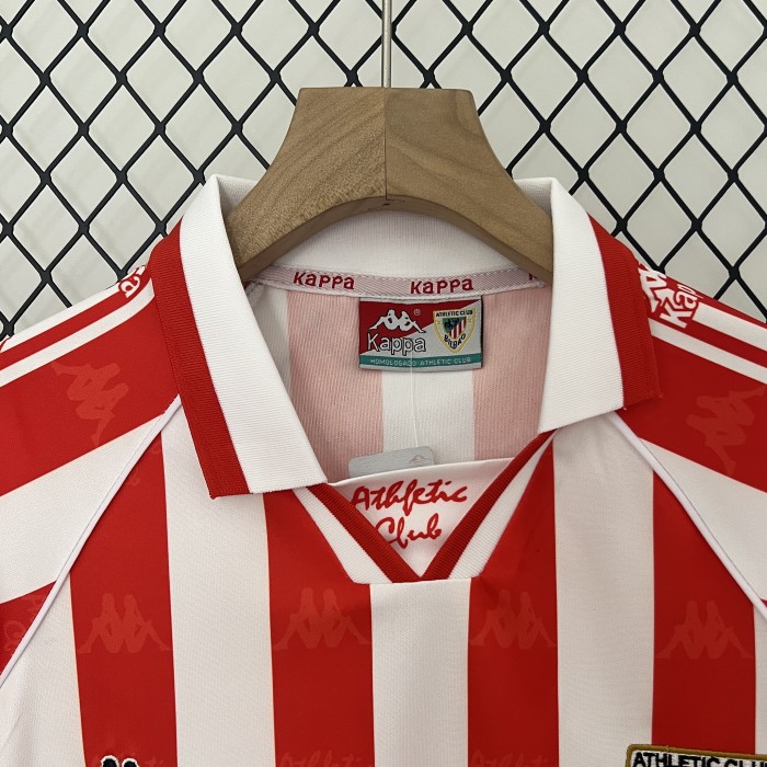 Retro Youth Uniform Kids Kit 1995-1997 Athletic Bilbao Home Soccer Jersey Shorts Vintage Child Football Set