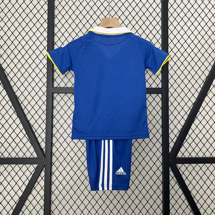with Front Lettering Retro Youth Uniform Kids Kit 2008-2009 Chelsea UCL Final Home Soccer Jersey Shorts Vintage Child Football Set
