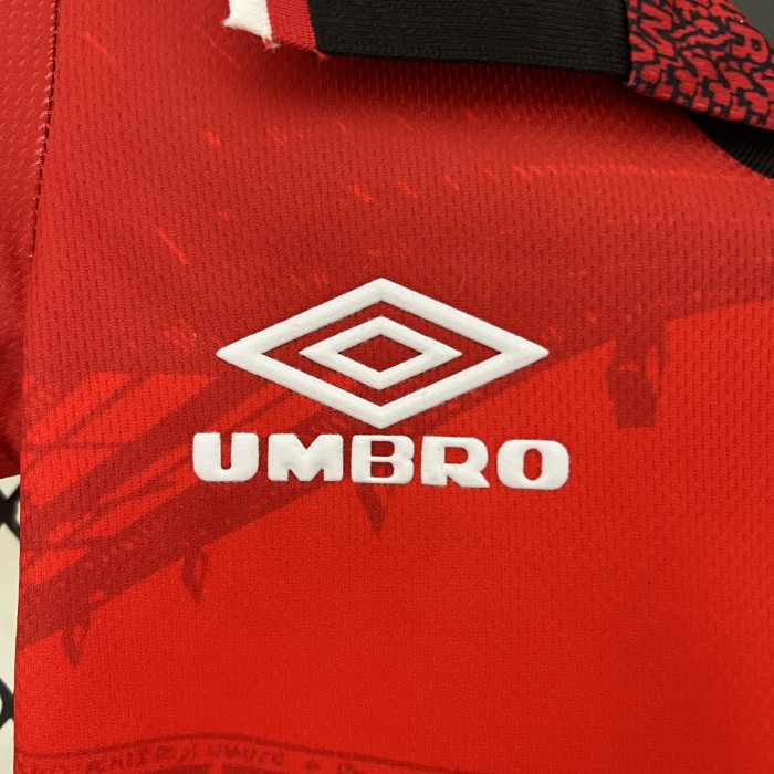 Retro Youth Uniform Kids Kit 1994-1996 Manchester United Home Soccer Jersey Shorts Vintage Child Football Set